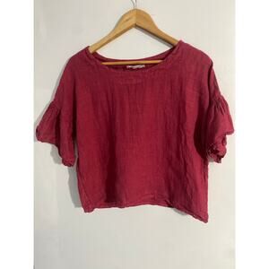 Viola Borghi linen top women’s M pink peasant cottage lightweight made in Italy